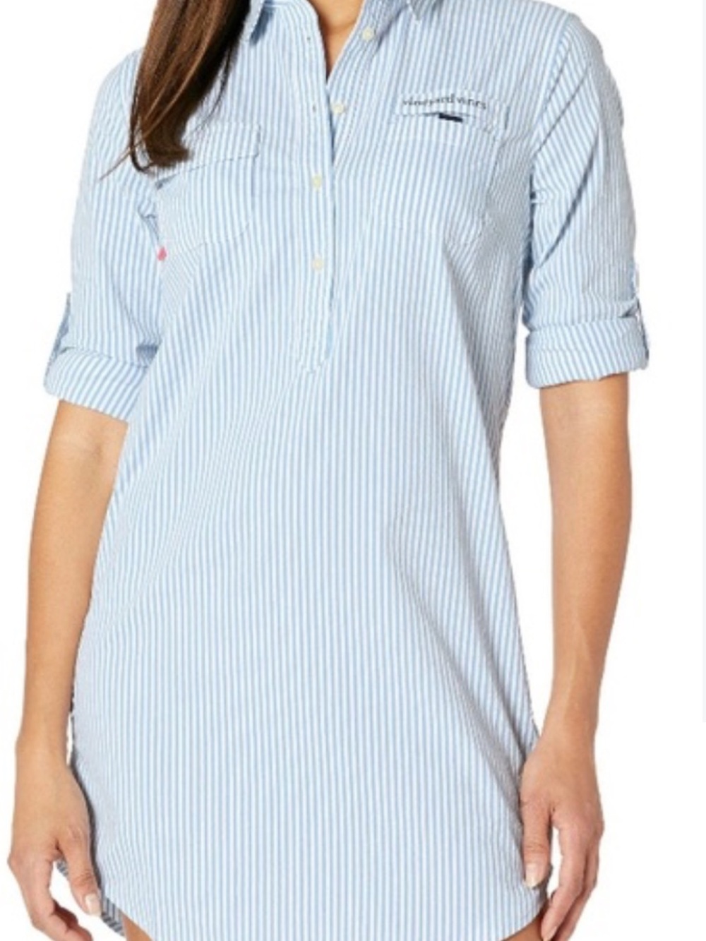 Vineyard Vines harbor stripe Light Gray & White Women’s Swim Coverup 00
